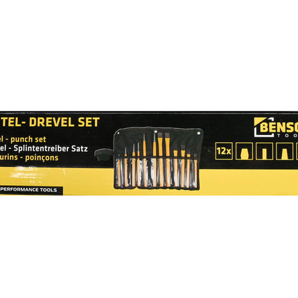 12-delige Beitel & Drevel Set Jumbo - Voor Hout- en Metaalbewerking