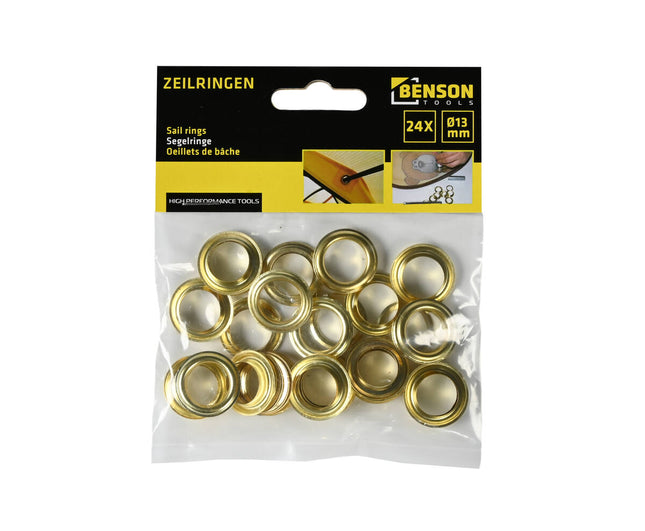 Zeilringen 24 dlg Ø13mm IJzer/Koper voor Tenten & Lederbewerking