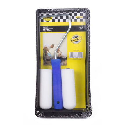 Lakset 4 dlg 10 cm – Inclusief roller, bak, kwast; ideaal voor verfwerk