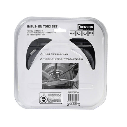 18-delige Inbus + Torx Set in Profi Box, ideaal voor auto-onderhoud
