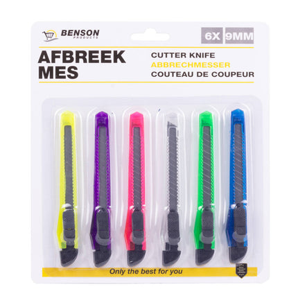 Afbreekmessen Set 9 mm, 6 stuks voor papier/karton snijden