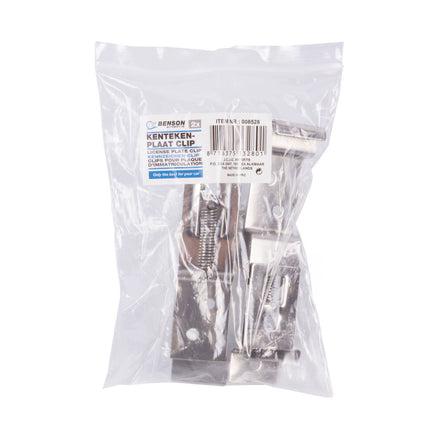 RVS Kentekenplaat Clip Set 2-dlg voor Auto's en Aanhangers