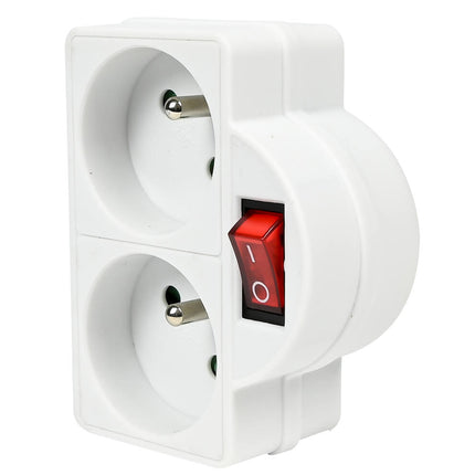 Stopcontact A-pin 16A + Schakelaar, 3680W, Duo Wit voor FR/BE