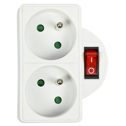 Stopcontact A-pin 16A + Schakelaar, 3680W, Duo Wit voor FR/BE