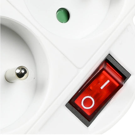 Stopcontact A-pin 16A + Schakelaar, 3680W, Duo Wit voor FR/BE