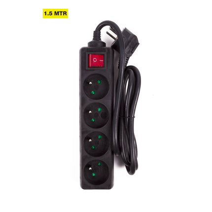 Stekkerdoos 4-voudig A-pin, 1.5m kabel met schakelaar, 3680W.