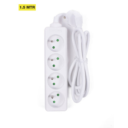 Stekkerdoos 4-voudig 1.5m Wit, 3680W, voor FR/BE apparaten