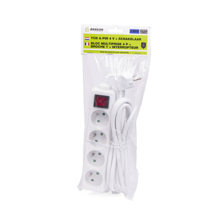 Steckdosenleiste 4-fach, Schalter, 3m Kabel, FR/BE, 3680W
