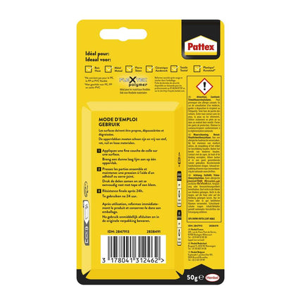 Pattex 100% Lijm 50gr: Voor hout, glas, kunststof; weerbestendig.