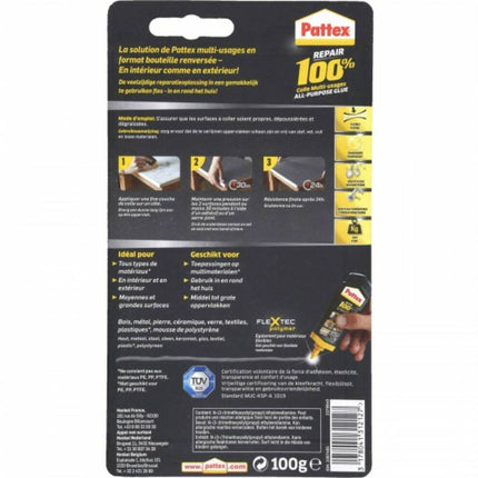 Pattex 100% Kleber 100g: Starke Haftung auf Holz, Metall, Glas.