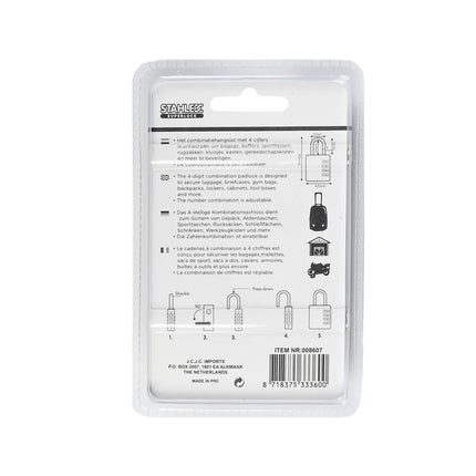 Hangcijferslot 40 mm, 4-cijferige code, ideaal voor bagagebeveiliging.