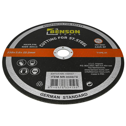 Trennscheibe Edelstahl ø230mm, 2mm dick, ideal für die Metallbearbeitung.