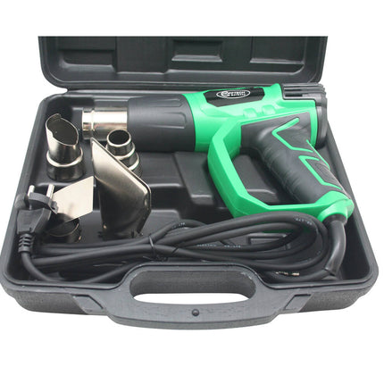Heteluchtpistool 2000W: Verf verwijderen, 400/600°C, koffer inbegrepen.