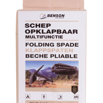 Schep opklapbaar multifunctioneel – Kleur zwart, Materiaal staal, Totale lengte 57,5 cm