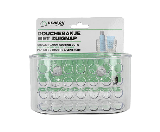 Transparant Douchebakje 16x8x8cm met Zuignappen, 1L Opbergruimte