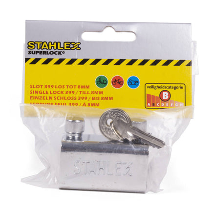 Slot 399: 8mm 2-pins stalen beveiligingsslot voor fiets en poort