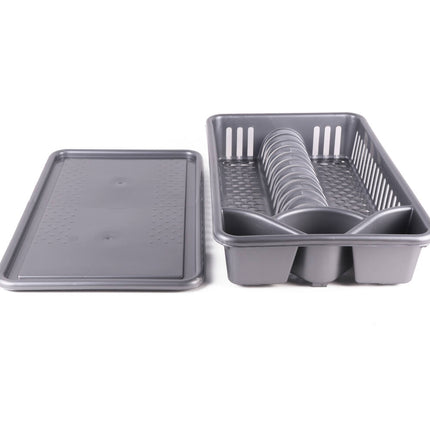 Afdruiprek 42,5x26,5x10 cm Zilver met Kunststof Lekbak