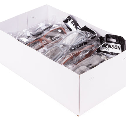 Leesbril manchester mix – Kleuren zwart, bruin, grijs, Afwerking glanzend, 146 mm