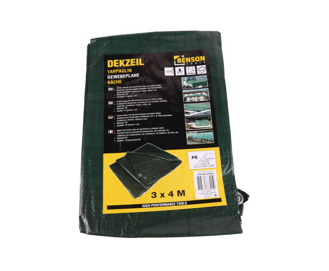 Groen PE Dekzeil 3x4m, 70 GSM, Aluminium Ogen, Tuinbescherming