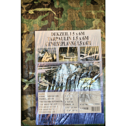 Camouflage Dekzeil 1.5x6m, 80 GSM, Weerbestendig, Metalen Ogen
