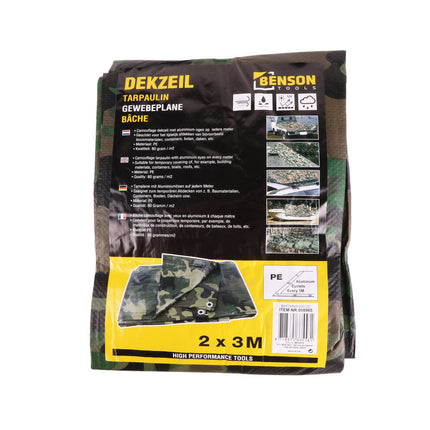Camouflage Dekzeil 2x3m: Ideaal voor Kamperen, Hoogwaardig PE 80 GSM