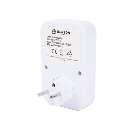 Tijdklok A-pin 24u, 260V, 16A, ideaal voor verlichting & verwarming