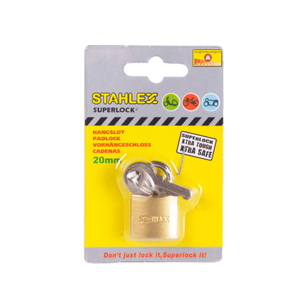 Hangslot 20mm - Gehard Staal, Messing Behuizing, Voor Schuren/Poorten
