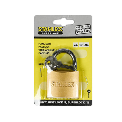 Hangslot 50mm Staal, Weerbestendig, Inclusief 3 Sleutels voor Buiten.