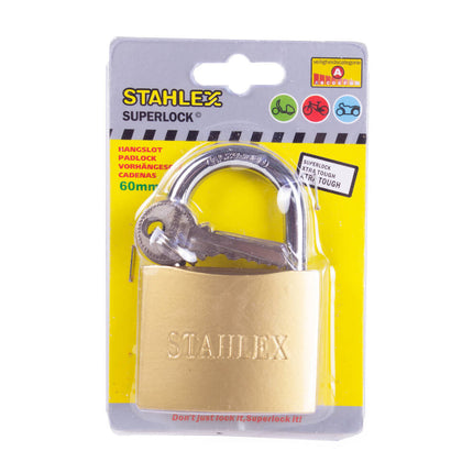 Hangslot 60 mm - Gehard Staal, 3 Sleutels, Ideaal voor Poorten