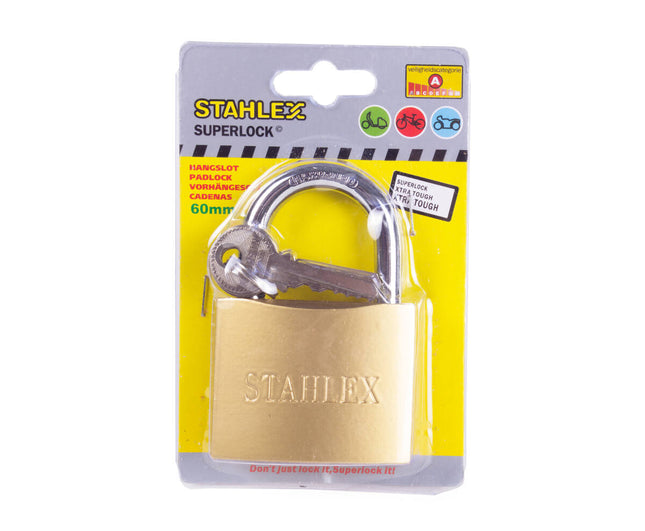 Hangslot 60 mm - Gehard Staal, 3 Sleutels, Ideaal voor Poorten