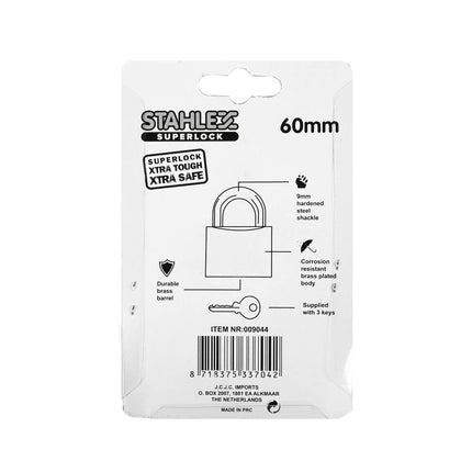Hangslot 60 mm - Gehard Staal, 3 Sleutels, Ideaal voor Poorten