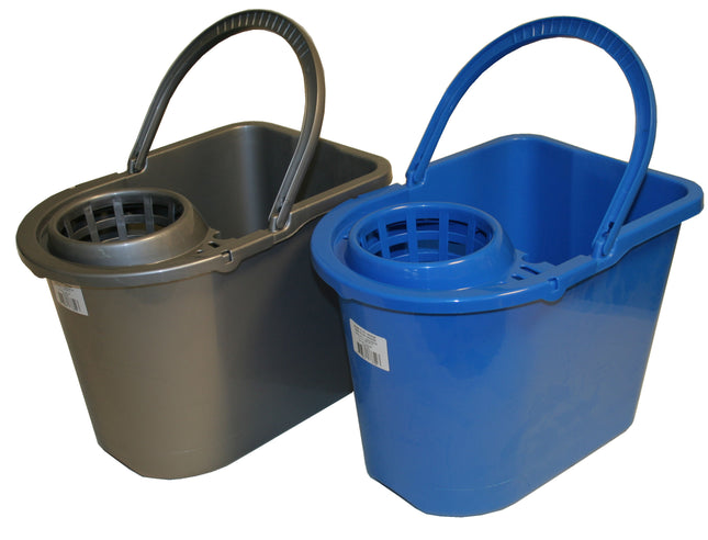 Emmer 15 ltr + wringer mix – Kleuren blauw, zilver, Materiaal kunststof, Inhoud 15 liter