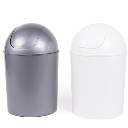Prullenbak 7L Mix - Compacte 22x20x31cm, Afneembare Deksel, Wit/Zilver