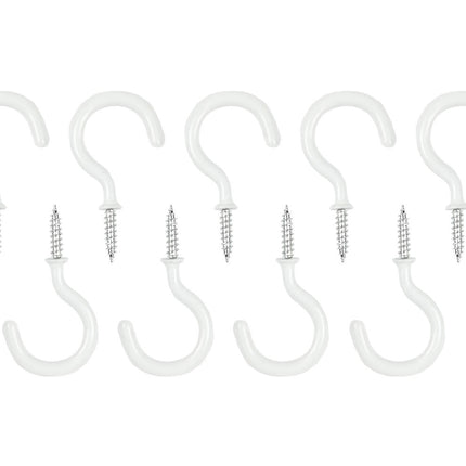 Schroefhaken 48 mm, 9 stuks - Metalen Haken met Vinylcoating voor Binnen en Buiten