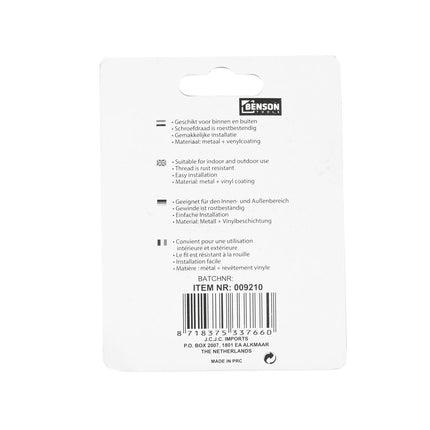 Schroefhaken 48 mm, 9 stuks - Metalen Haken met Vinylcoating voor Binnen en Buiten