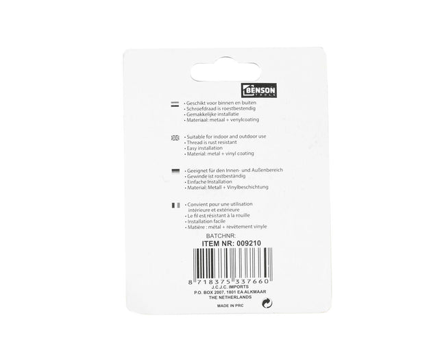 Schroefhaken 48 mm, 9 stuks - Metalen Haken met Vinylcoating voor Binnen en Buiten