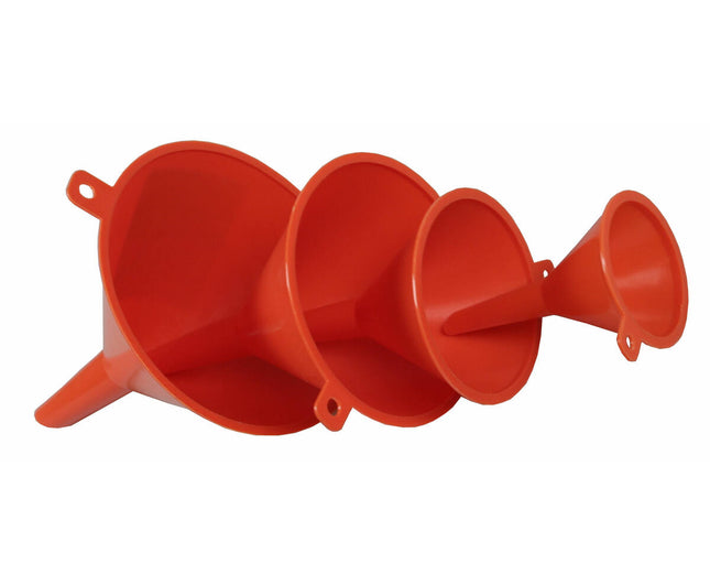 Trichter-Set 4-tlg. Orange: 4 Größen für präzises Umfüllen in der Küche.