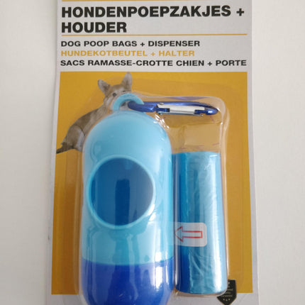 Hondenpoepzakjes + houder mix – Aantal zakjes 15 st, Materiaal kunststof + HDPE