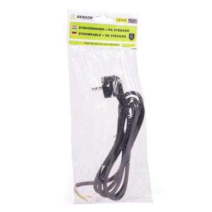 RA Aansluitsnoer 1.8m Zwart, 3500W, 3G1.5mm2, Voor Zware Apparaten