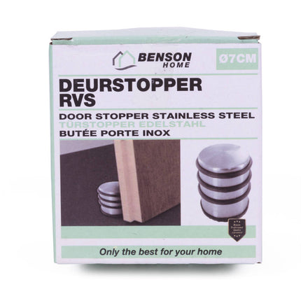 Deurstopper ø9 cm RVS met Rubber, Beschermt Muren en Vloeren