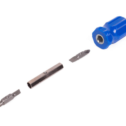 Compacte Stubby 4-in-1 Schroevendraaier, 8,5cm, Incl. 4 Bitjes