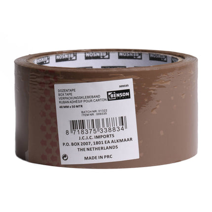 Bruine Dozentape 48mm x 50m, Sterk Hechtend voor Verhuisdozen