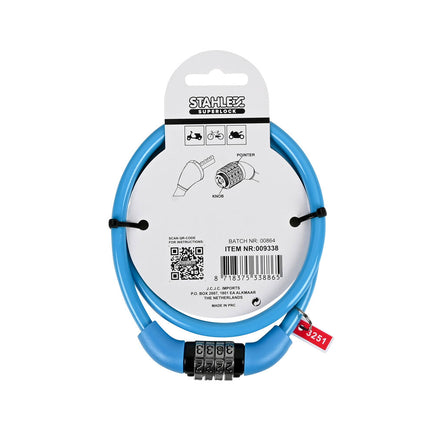 Kabel Cijferslot 865, 8x650mm, voor fietsbeveiliging, mix kleuren