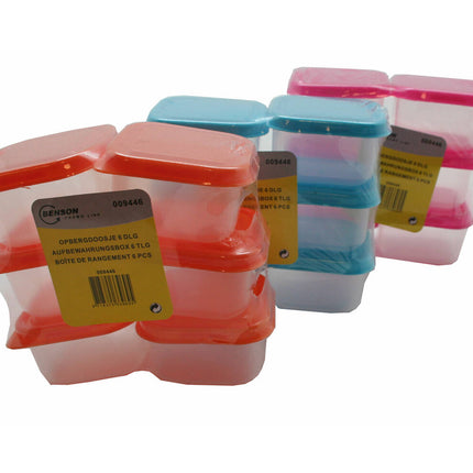 Opbergdoos Set 6x6x4cm, 6st - Vriezer- en vaatwasserbestendig