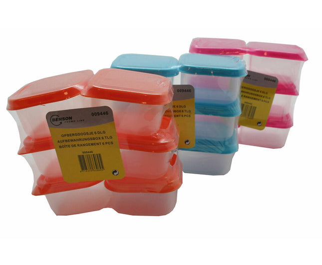 Opbergdoos Set 6x6x4cm, 6st - Vriezer- en vaatwasserbestendig