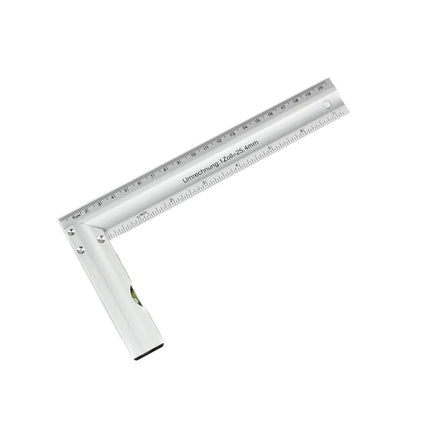 Winkelhaak 200x100mm RVS met Ingebouwde Waterpas voor Houtbewerking