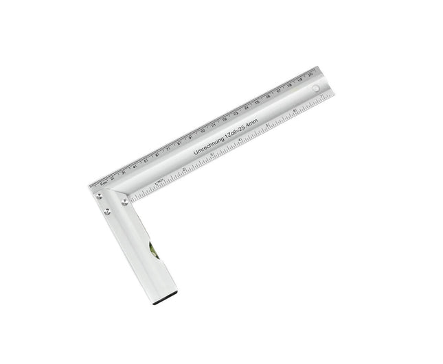 Winkelhaak 200x100mm RVS met Ingebouwde Waterpas voor Houtbewerking