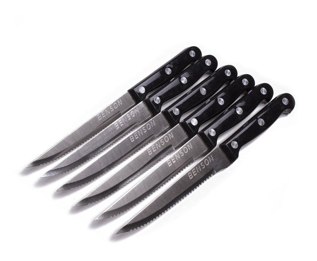 Steakmessen Set 6 dlg - 21,5cm RVS, Perfect voor Steak en Vleesgerechten