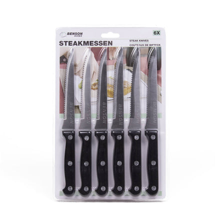 Steakmessen Set 6 dlg - 21,5cm RVS, Perfect voor Steak en Vleesgerechten