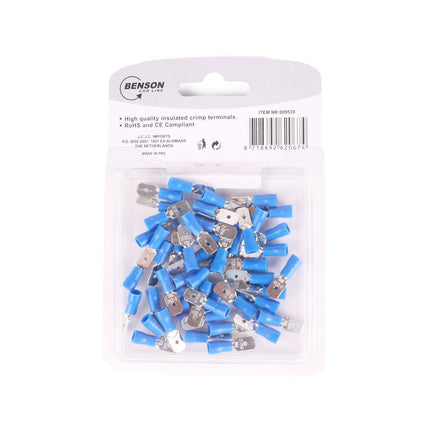 Kabelschoen 50st 2.5-6.3mm Blauw, Snelle Verbinding Elektronica.